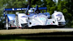 Preview wallpaper acura, arx-01, bolide, white, blue, front view, track, sports, traffic, trees, car