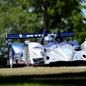 Preview wallpaper acura, arx-01, bolide, white, blue, front view, track, sports, traffic, trees, car