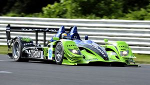 Preview wallpaper acura, arx-01, green, blue, traffic, sports, side view, track, driver, ca
