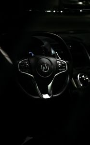 Preview wallpaper acura, car, steering wheel, salon, black