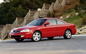 Preview wallpaper acura, cl, red, side view, nature, trees