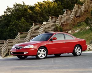 Preview wallpaper acura, cl, red, side view, nature, trees