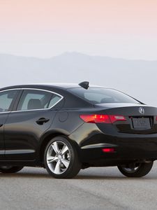 Preview wallpaper acura, ilx, 2012, black, sedan, style, side view, cars, mountains