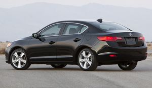 Preview wallpaper acura, ilx, 2012, black, sedan, style, side view, cars, mountains