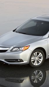 Preview wallpaper acura, ilx, hybrid, silver, style, sedan, top view, car, reflection