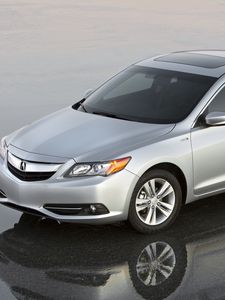 Preview wallpaper acura, ilx, hybrid, silver, style, sedan, top view, car, reflection