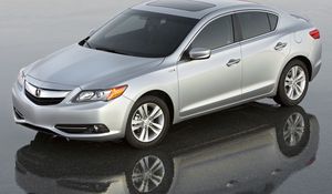 Preview wallpaper acura, ilx, hybrid, silver, style, sedan, top view, car, reflection