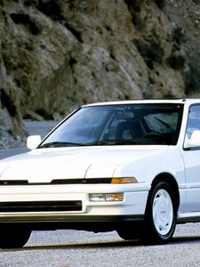 Preview wallpaper acura, integra, 1988, white, front view, mountains, car