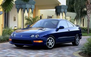 Preview wallpaper acura, integra, gs-r, blue, coupe, front view, sports, cars, building