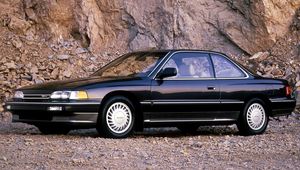 Preview wallpaper acura, legend, black, coupe, side view, cars, rocks