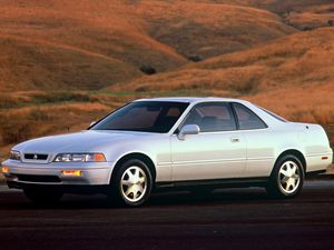 Preview wallpaper acura, legend, white, side view, road, nature, car