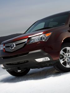 Preview wallpaper acura, mdx, cherry, jeep, front view, cars, snow