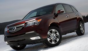 Preview wallpaper acura, mdx, cherry, jeep, front view, cars, snow