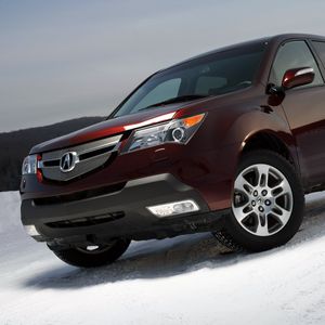 Preview wallpaper acura, mdx, cherry, jeep, front view, cars, snow