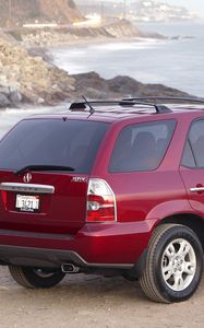 Preview wallpaper acura, mdx, cherry, jeep, rear view, car, sea, nature