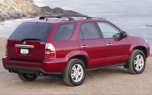 Preview wallpaper acura, mdx, cherry, jeep, rear view, car, sea, nature