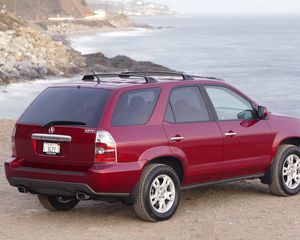 Preview wallpaper acura, mdx, cherry, jeep, rear view, car, sea, nature