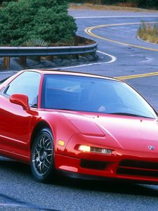 Preview wallpaper acura, nsx, 1999, red, front view, sports, style, cars, road, nature