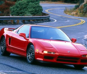 Preview wallpaper acura, nsx, 1999, red, front view, sports, style, cars, road, nature