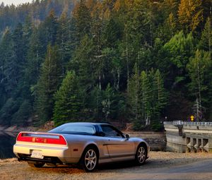 Preview wallpaper acura nsx, acura, car, gray, back view