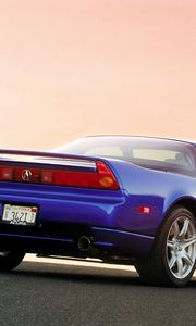 Preview wallpaper acura, nsx, blue, rear view, style, sports, cars, sunset