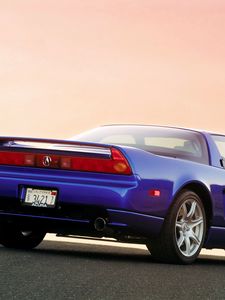 Preview wallpaper acura, nsx, blue, rear view, style, sports, cars, sunset