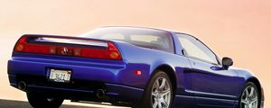 Preview wallpaper acura, nsx, blue, rear view, style, sports, cars, sunset