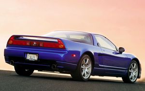 Preview wallpaper acura, nsx, blue, rear view, style, sports, cars, sunset