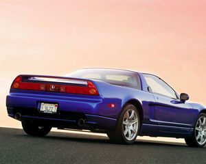 Preview wallpaper acura, nsx, blue, rear view, style, sports, cars, sunset