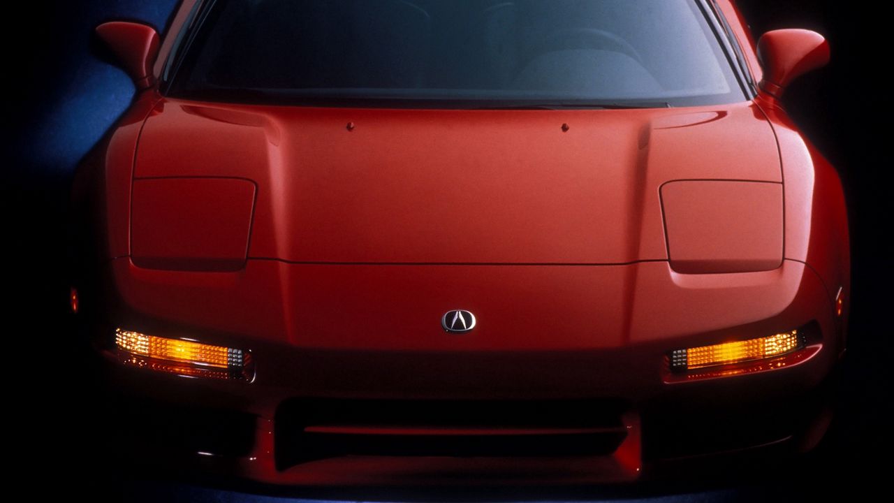Wallpaper acura, nsx, red, sports, front view, tuning, neon, auto