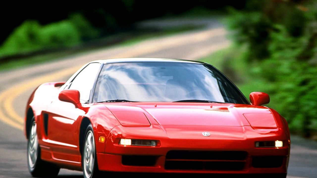 Wallpaper acura, nsx, red, front view, style, sports, road, speed, nature