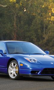 Preview wallpaper acura, nsx, white, front view, style, cars, nature, trees