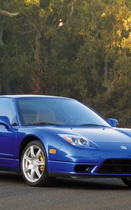 Preview wallpaper acura, nsx, white, front view, style, cars, nature, trees