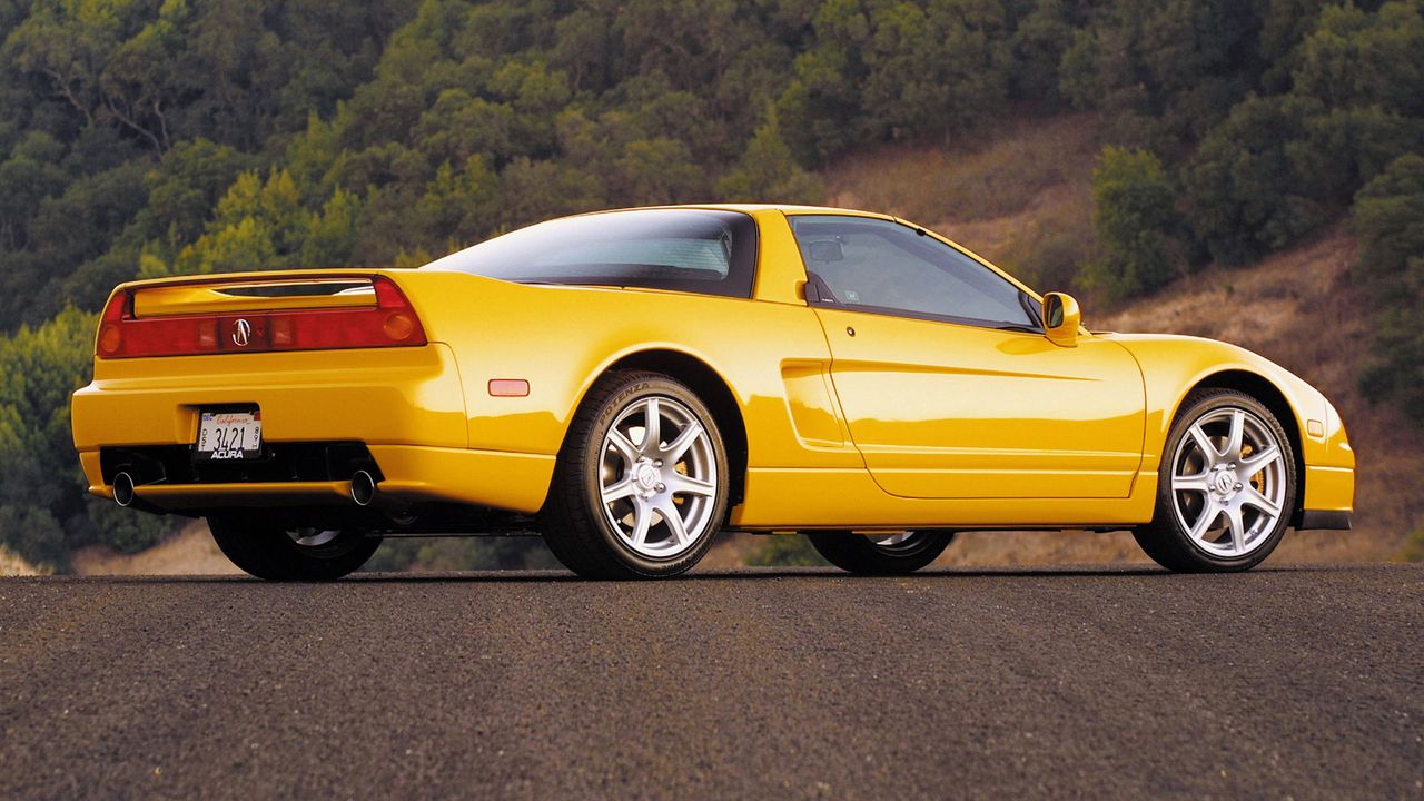 Wallpaper acura, nsx, yellow, convertible, side view, style, cars, nature
