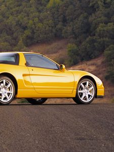 Preview wallpaper acura, nsx, yellow, convertible, side view, style, cars, nature