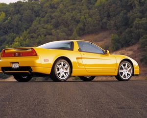 Preview wallpaper acura, nsx, yellow, convertible, side view, style, cars, nature