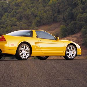 Preview wallpaper acura, nsx, yellow, convertible, side view, style, cars, nature