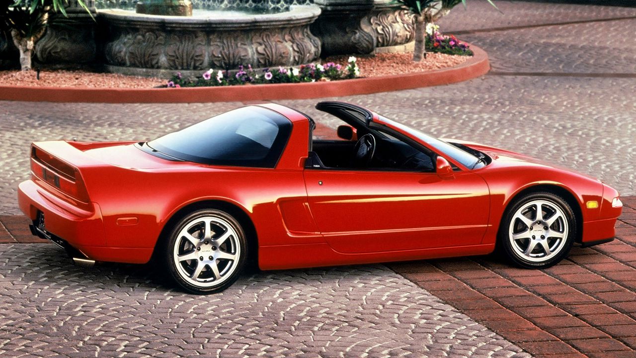 Wallpaper acura, nsx-t, red, sports, side view, style, convertible, auto, nature, fountain