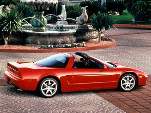 Preview wallpaper acura, nsx-t, red, sports, side view, style, convertible, auto, nature, fountain