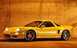 Preview wallpaper acura, nsx-t, yellow, side view, sport, style, cars