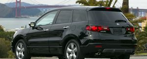 Preview wallpaper acura, rdx, black, jeep, rear view, car, style, bridge, nature