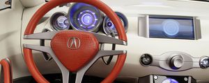 Preview wallpaper acura, rd-x, concept, 2005, salon, interior, steering wheel, speedometer