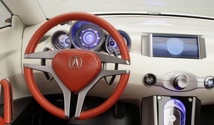 Preview wallpaper acura, rd-x, concept, 2005, salon, interior, steering wheel, speedometer