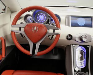 Preview wallpaper acura, rd-x, concept, 2005, salon, interior, steering wheel, speedometer