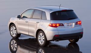 Preview wallpaper acura, rdx, metallic silver, jeep, rear view, auto, wet asphalt, reflection