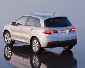 Preview wallpaper acura, rdx, metallic silver, jeep, rear view, auto, wet asphalt, reflection