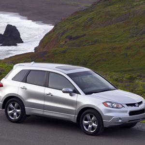 Preview wallpaper acura, rdx, metallic silver, top view, style, jeep, cars, nature, grass, water