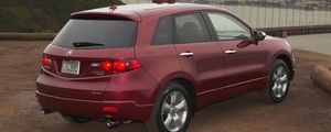 Preview wallpaper acura, rdx, red, rear view, style, cars, city, nature, bridge