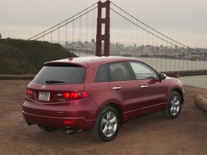 Preview wallpaper acura, rdx, red, rear view, style, cars, city, nature, bridge