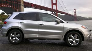 Preview wallpaper acura, rdx, silver metallic, jeep, side view, cars, style, bridge, river, nature